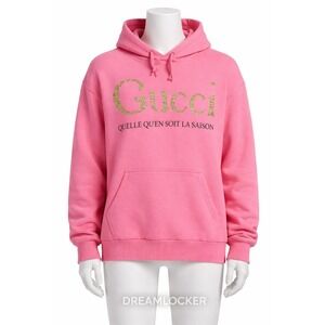 Gucci‎ Pink Glitter Logo Hoodie Quelle Qu'en Soit La Saison Sweatshirt Small
